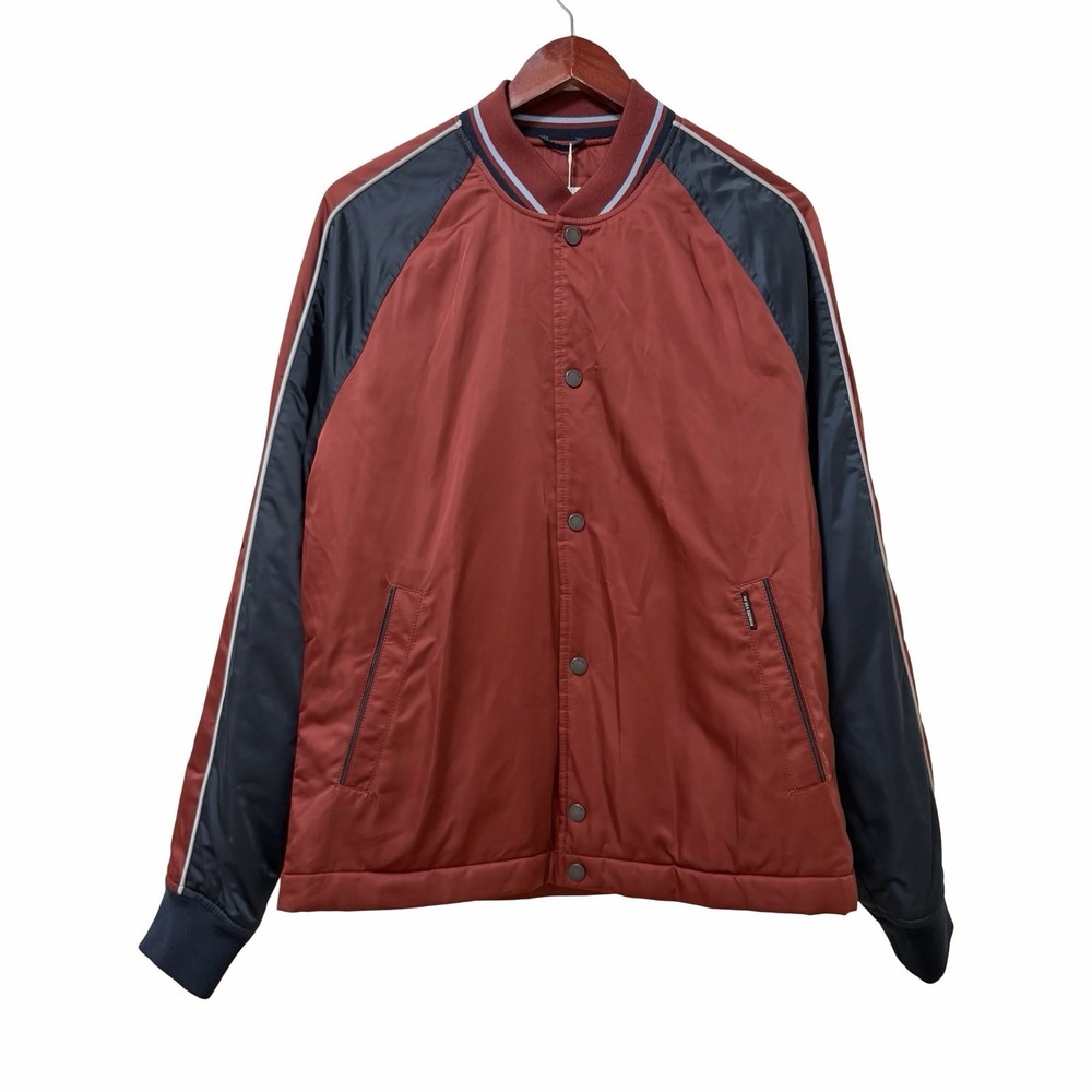 Ben Sherman Men Full Zip Satin Bomber Jacket Size M Russet Brown Golf Preppy NEW